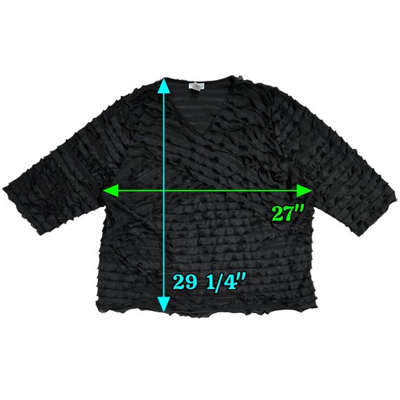 Maggie Barnes for Catherines Black Ruffled Shimmering Top Evening Party - Picture 3 of 7